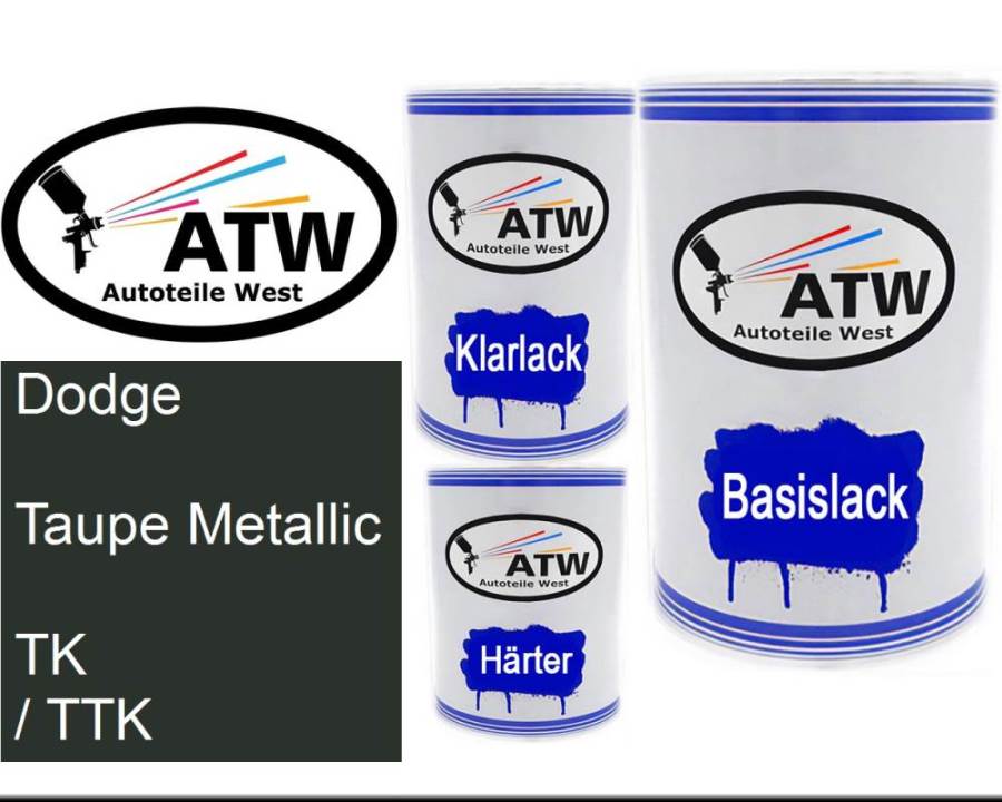 Dodge, Taupe Metallic, TK / TTK: 500ml Lackdose + 500ml Klarlack + 250ml Härter - Set, von ATW Autoteile West.